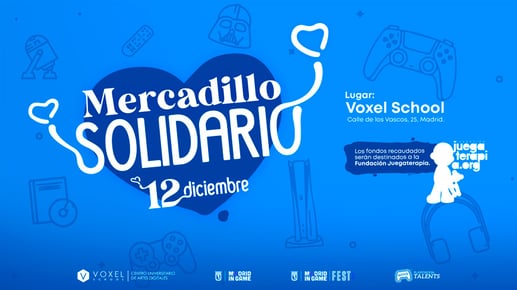 Voxel School acoge un mercadillo solidario a beneficio de Juegaterapia